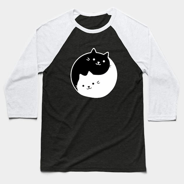 Yin And Yang Cats Baseball T-Shirt by Welcome To Chaos 